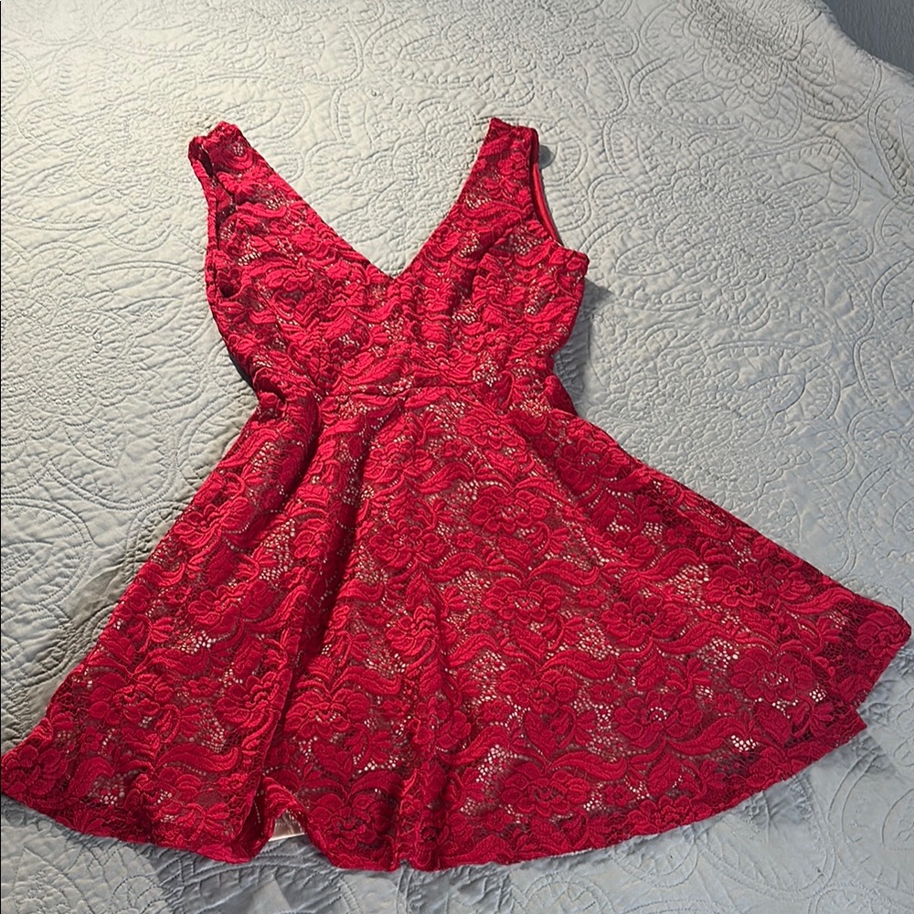 Joe & Elle Red Lace Mini Dress